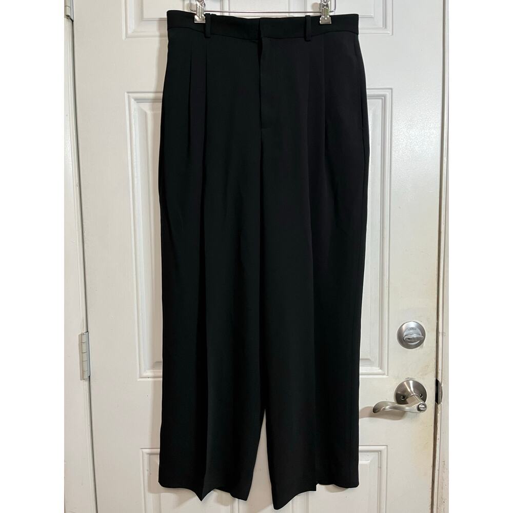 Polo Ralph Lauren Bacall Pants Black Satin Wide Leg High Rise Women’s 10